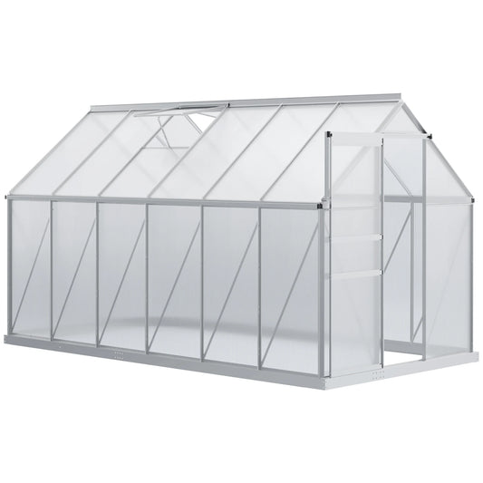 Serre de jardin polycarbonate 7,1 m² avec fondation, structure aluminium